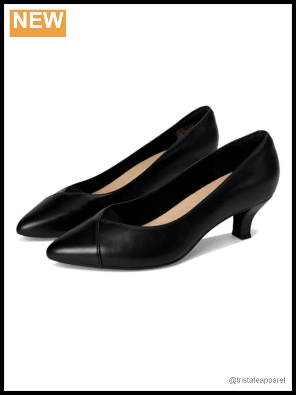 Clarks Leather Pointed Toe Kitten Heel Slip-On Pump